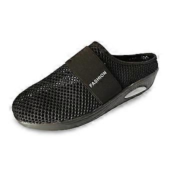 Ediodpoh Women's Summer Fashion Solid Color Large Mesh Bag Toe Slippers Comfortable Beach Slippers Womens Slippers Black 9