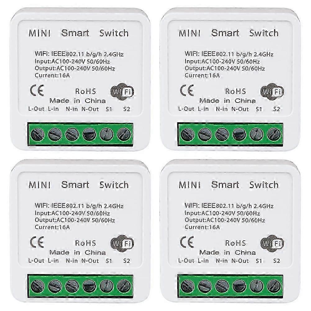 4PCS WiFi Smart Switch Light Switch, APP Remote Control, Voice Control, DIY Mode, Timer Function, LAN Control, 2 Way 16A