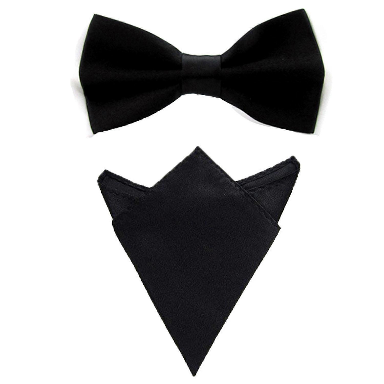 Szzoqdz Men Satin Solid Bowtie Handkerchief Pocket Square Set