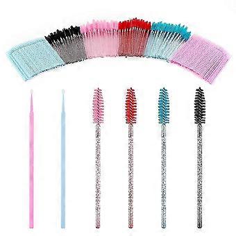 400 stk inkluderer 200 stk engangs øyenvippe børster og 200 stk Micro børster engangs Mascara børster tryllestav engangs Micro Applikator Brush Crystal E