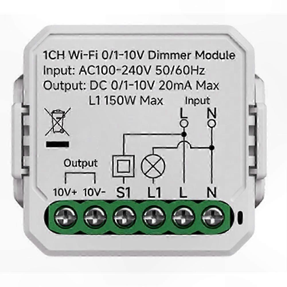 WiFi LED Dimmer Controller, 0/1-10V Push Dimmer, Smart App Control, 100-240V AC-Compatible