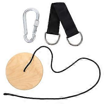 Outdoor Wooden Disc Swing High-strength Load-bearing Thickened Wood Hanging Disc Swing with Heavy Duty Braided Rope for Kids Children