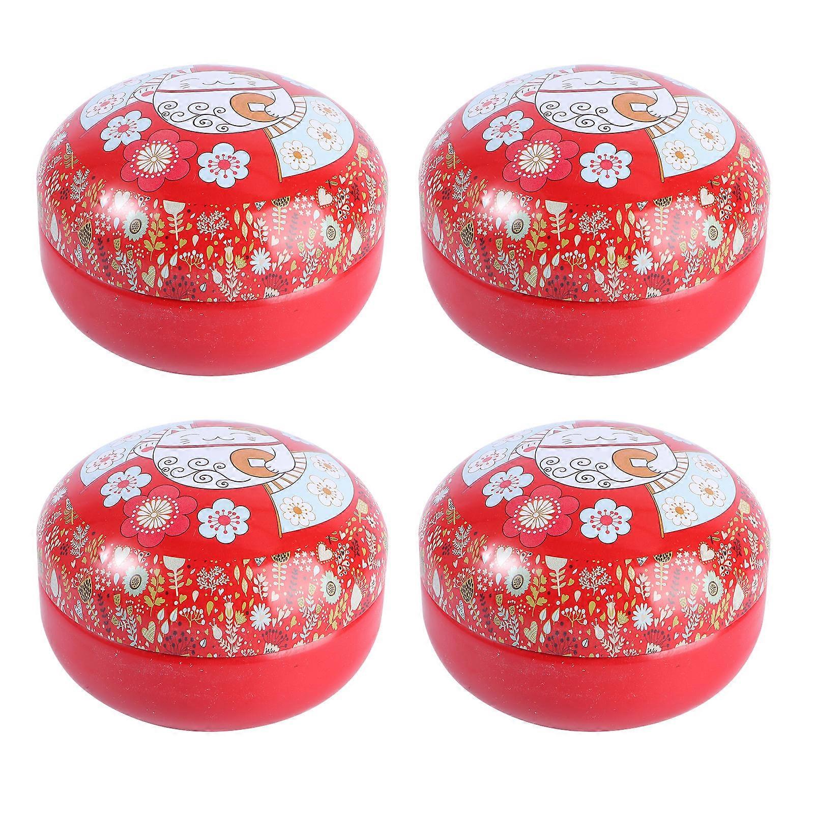 Candy Storage Boxes Round Tinplate Candy Box for Storage Use 4Pcs