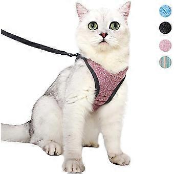 Ultralight Cat Harness And Leash Soft And Comfortable Kitten Collar Running Cat Walking Jacket, Leak Proof Suitable-Pink M