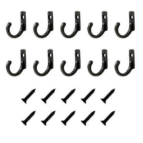 Wall hooks with screws, 10-pack, black