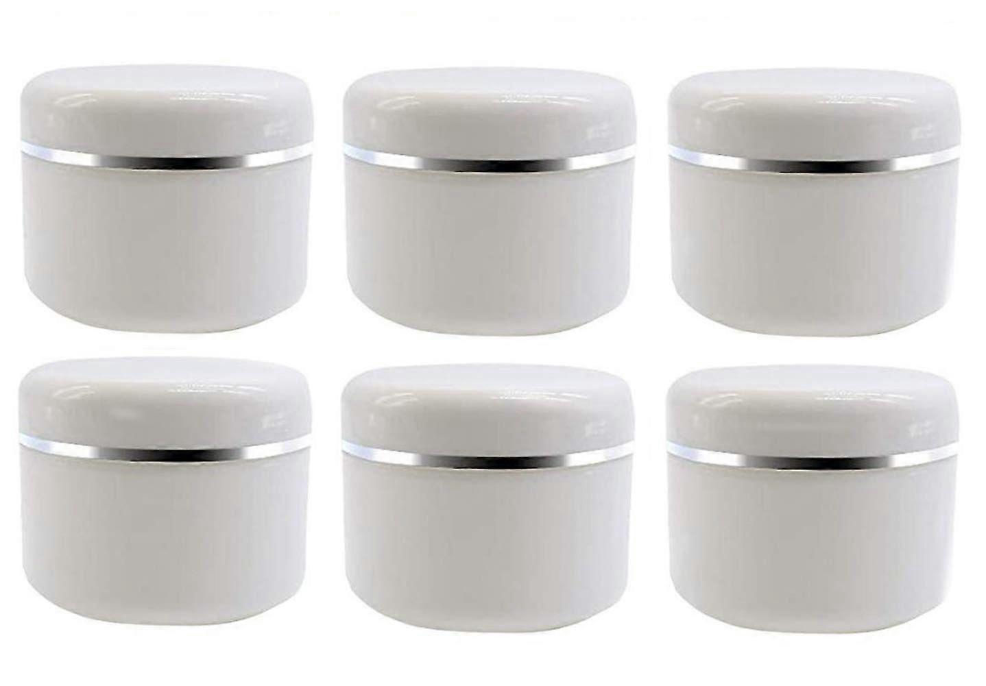 50ml White Silver Edge Empty Refillable Cosmetic Plastic Jars