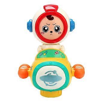 Speelgoedvoertuig in de vorm van een ruimteschip met cartoonfiguren voor baby's en peuters, met licht en muziek. Educatief speelgoed voor kleuters en peuters, een perfect kerstcadeau.