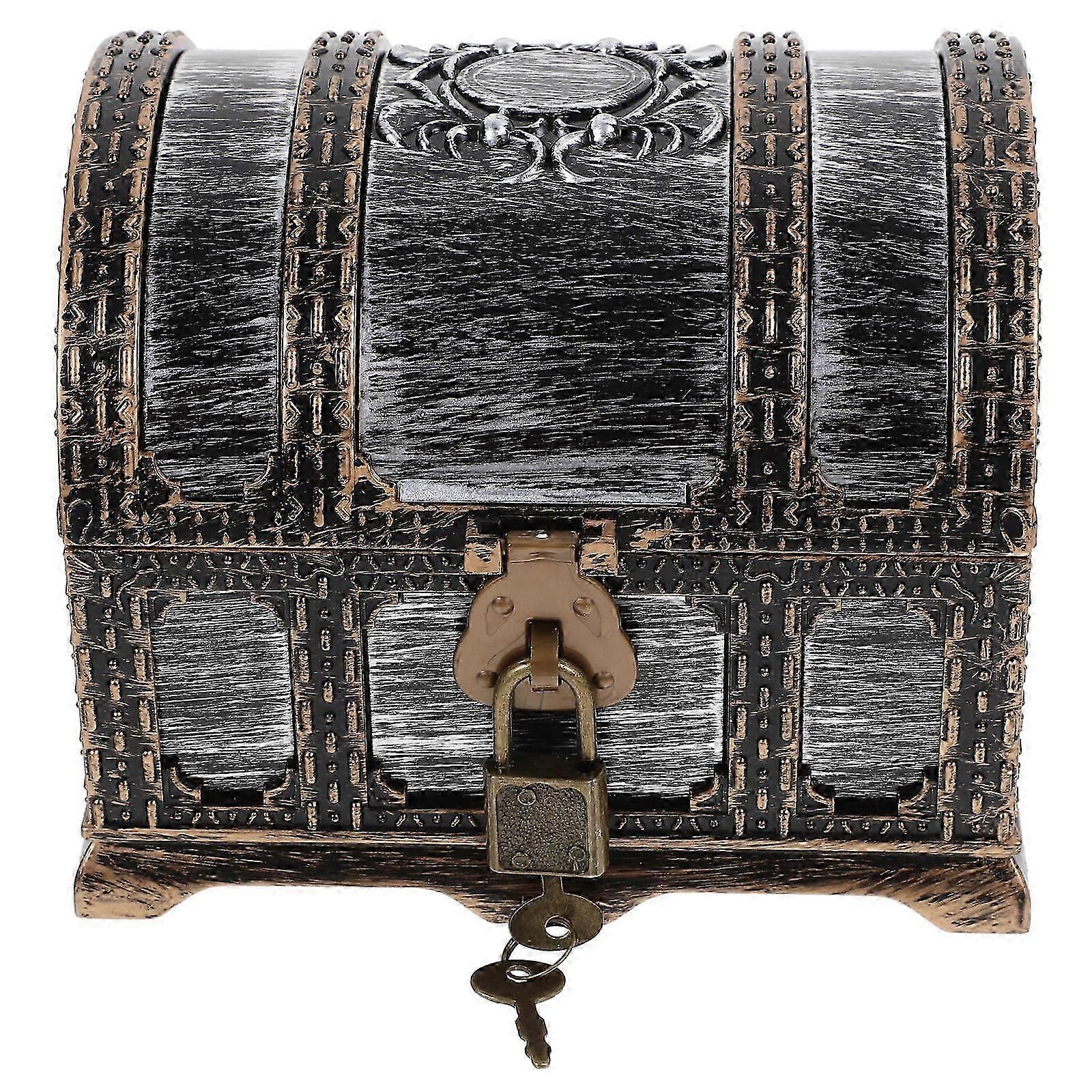 Small Retro Treasure Chest Decorative Storage Boxes Decoration For Dormitory Rectangular Shape Plastic 1Set