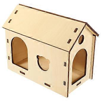 Hamster Hideout House Wood Shelter for Small Pets 2Pcs DIY Assembly Set