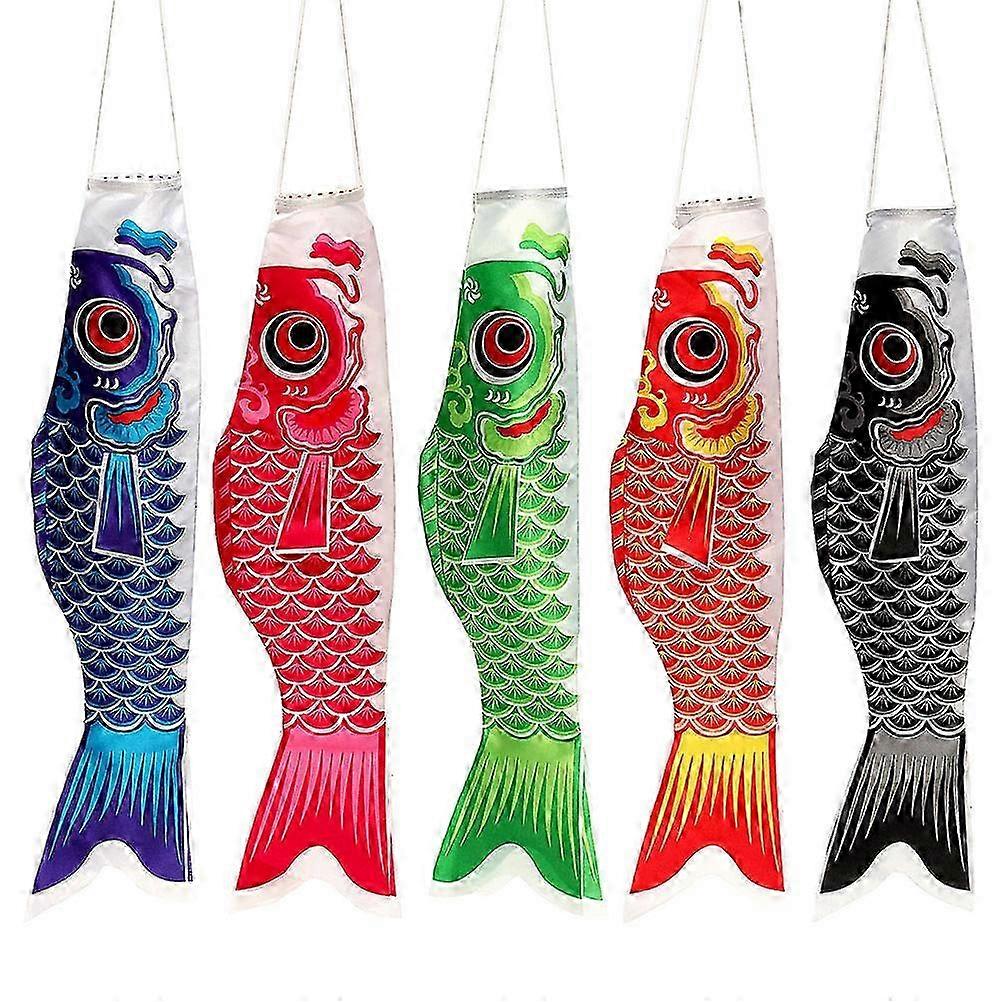 15Pcs Assorted Color Japanese Carp Flags Printed Fish Decor Flags