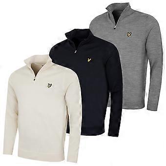 Pull de golf Lyle & Scott pour homme, fermeture éclair quart de tour, en mérinos respirant.