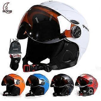 Moon Professional Casque de ski semi-couvert Sports entièrement moulé Homme Femmes Ski de neige Casques de snowboard avec lunettes de protection