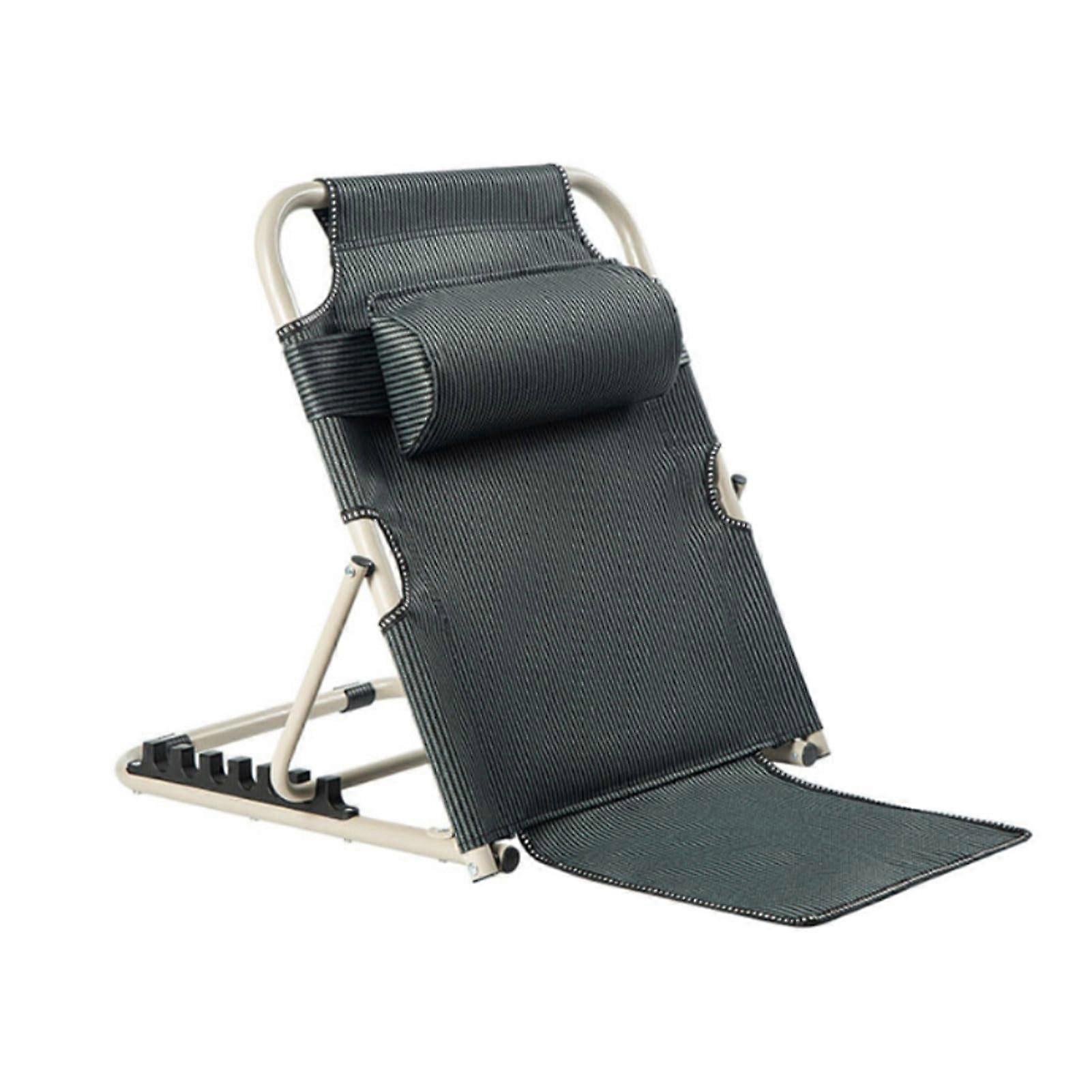 Adjustable Bed Backrest for Elderly, Foldable SitUp Support with Armrests, 6Position Metal Frame, Green