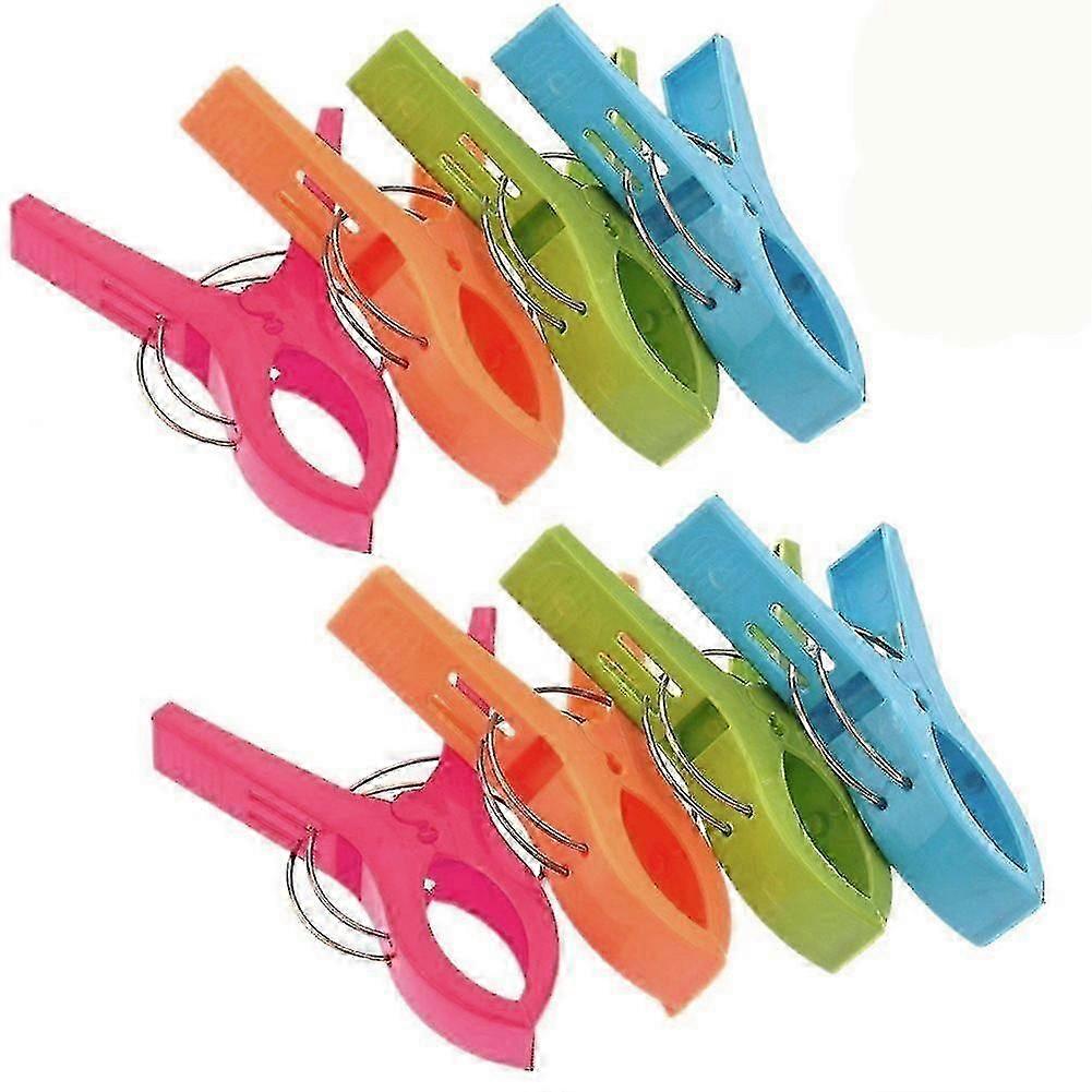 8Pcs Large Bright Color Plastic Beach Towel Peg Clips