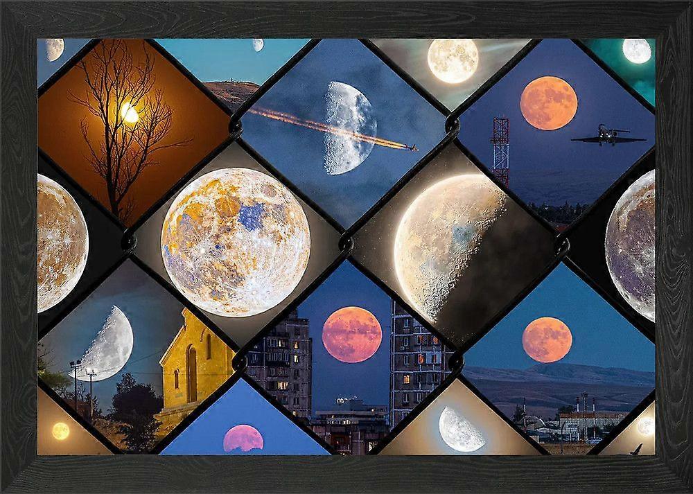 Quadro de parede com colagem da lua - Quebra-cabeça FDN555