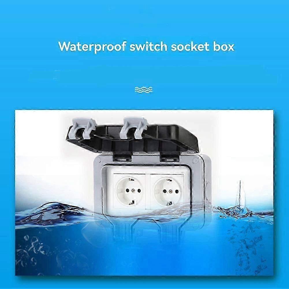 IP66 16A Rainproof Charging Socket Outdoor Double Socket Waterproof Box EU Plug
