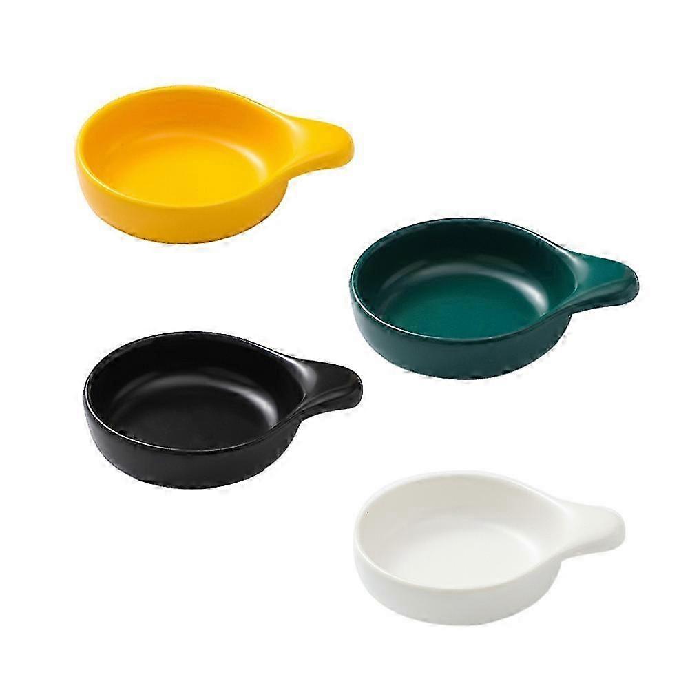 Ceramic Condiment Plates Assorted Color 4Pcs Design Compatible with Kitchen Sauce Dipping