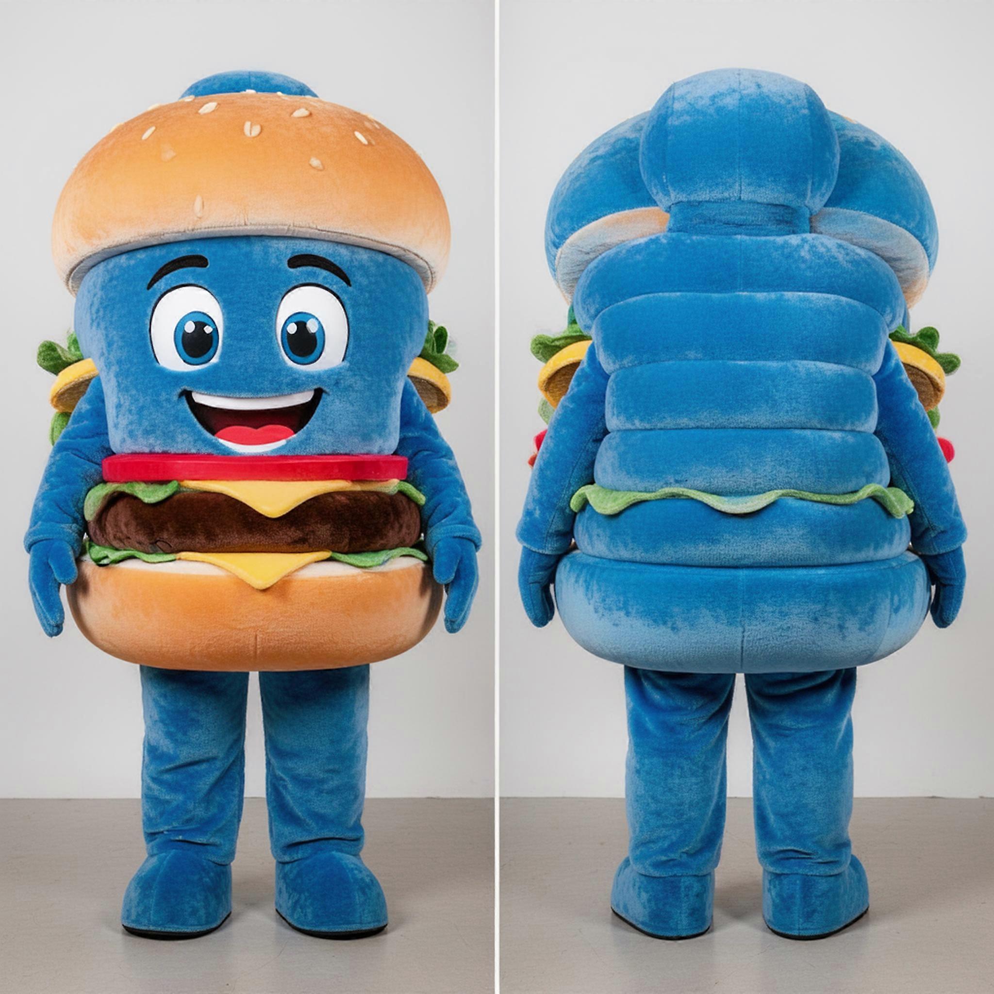 MASTICOT Blue Rounded Hamburger Mascot