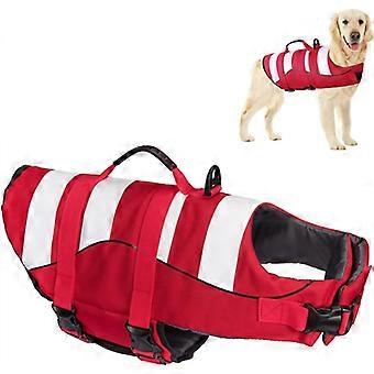Hunderedningsveste Justerbar Pet Floatation Vest, Pet Flotation Veste med blødt håndtag Pet redningsvest (rød, S)