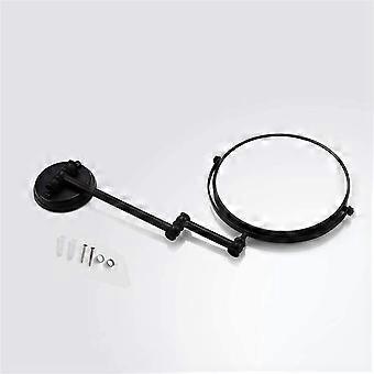 8 Inch Double Sided Wall Mounted Makeup Mirror Black 3X Magnification Retractable Folding Arm