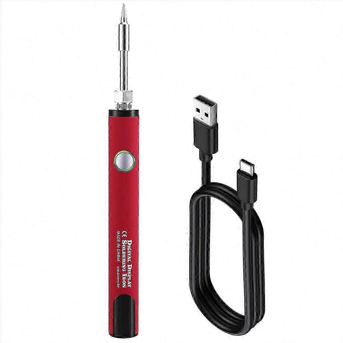 Mini Soldering Iron Kit, 510 Thread, 3-Gear Adjustable Voltage, Red
