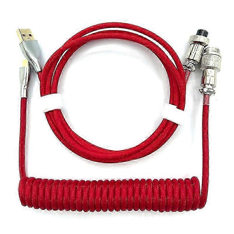Mechanical Keyboard Coiled Cable Type C to USB Data Cable Red