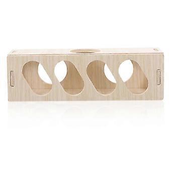 Wooden Hamster Tunnel Hideout, Bite Resistant Sturdy Small Pet Play Tunnel, Cozy Hiding and Activity Toy for Hamsters, Beige, 20x6.5x6.5cm, 1 Pack