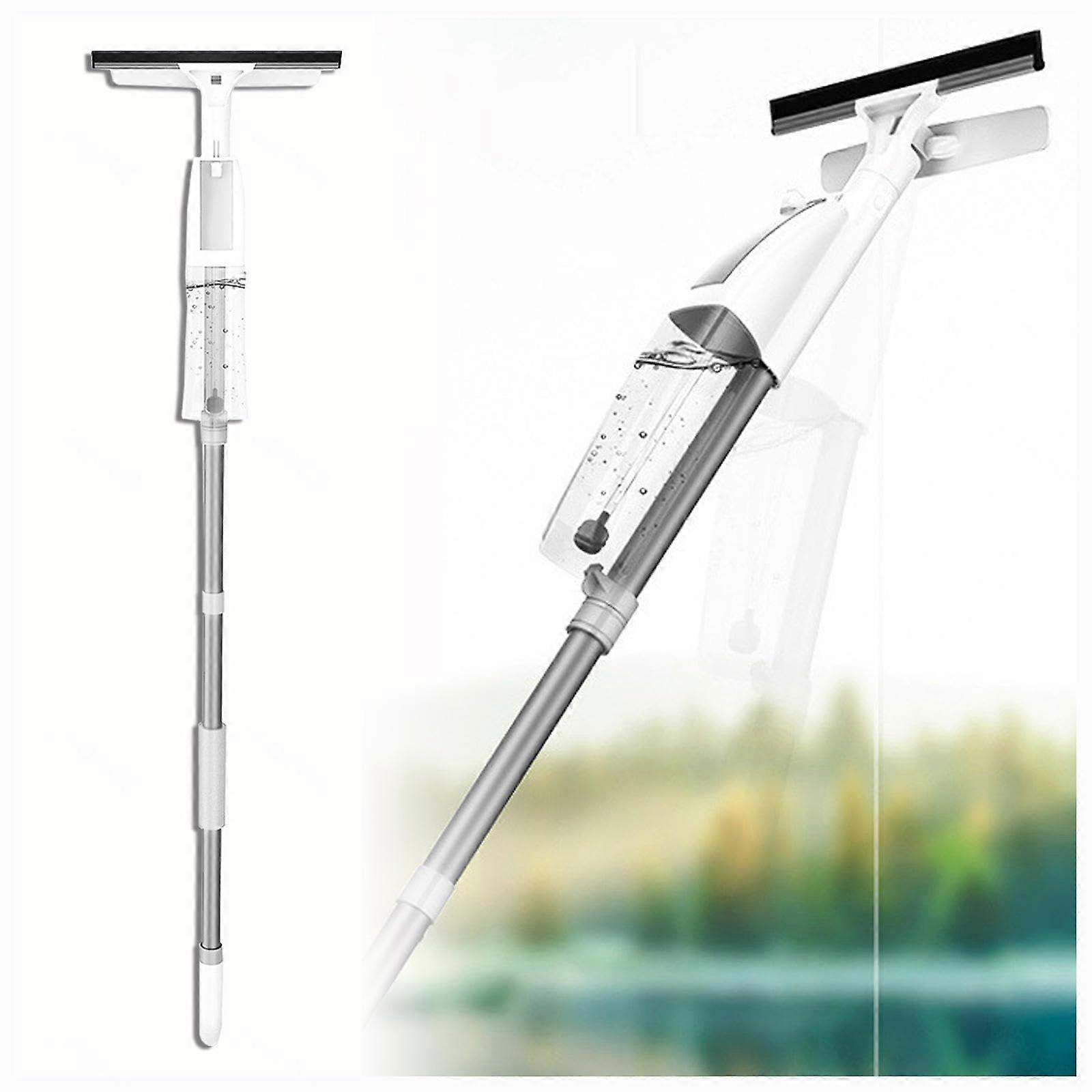 3 in 1 Window Cleaning Kit with 48' Extendable Pole, Refillable Spray Bottle and Microfiber Squeegee
