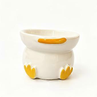 Tilted Elevated Pet Bowl with Duck Design, Neck Care Raised Food and Water Dish for Cats and Small Dogs