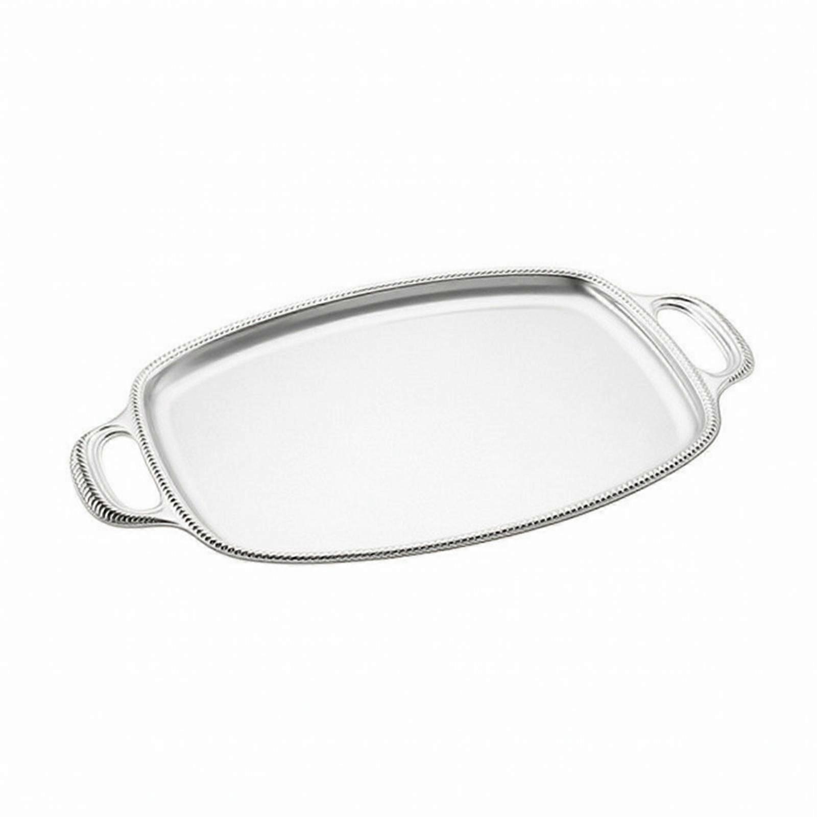 Decorative Serving Tray with Handles | brushed silver Finish, Serving Platter