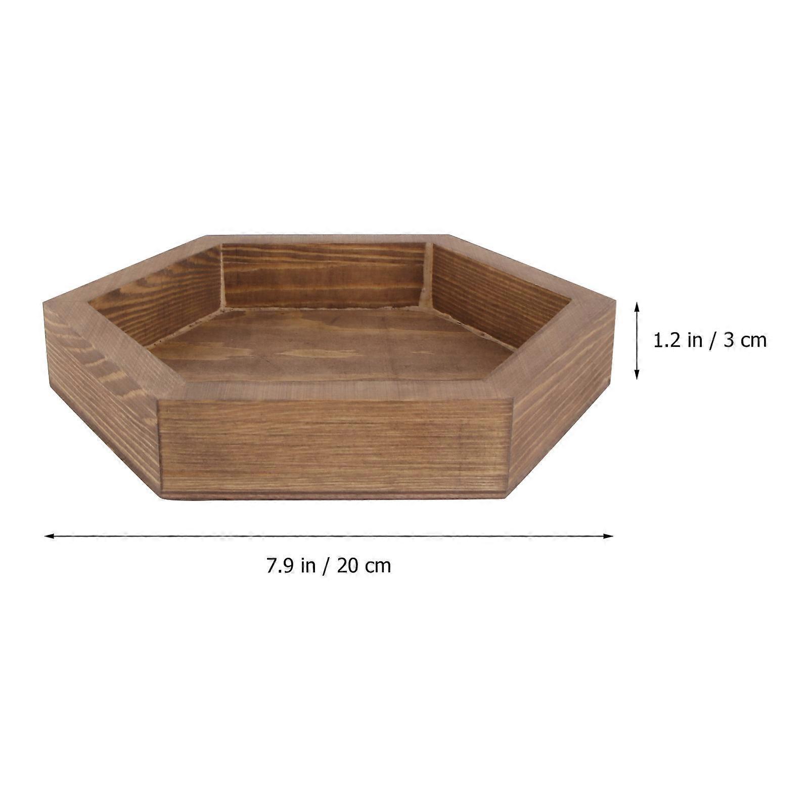 Wooden Hexagonal Tray compatible with Storage Use 1Pcs Multi-Function Retro Coffee Tray