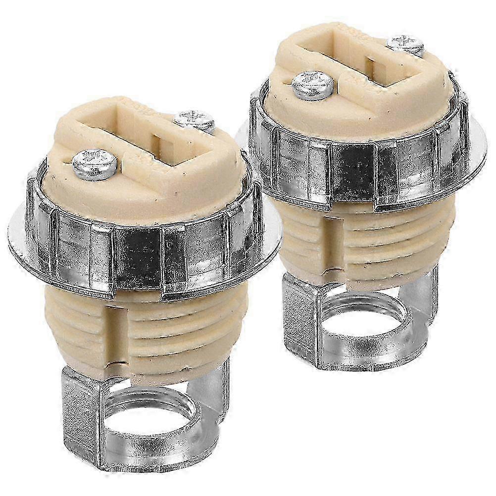 2Pcs Ceramic G9 Threaded Light Bulb Holder Candelabra Socket Replacement Lamp Parts DIY Kit Candelabra Socket Replacement