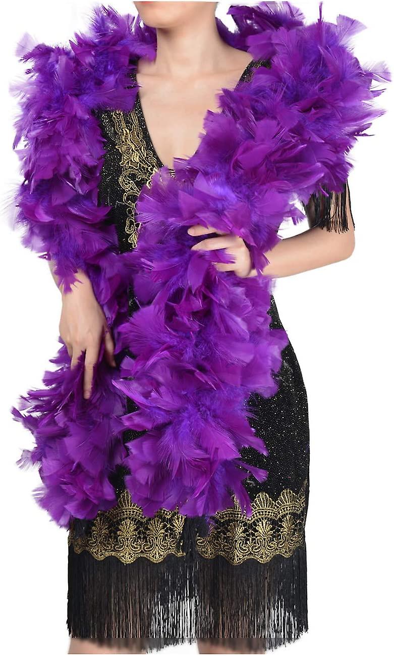 2 Yards 200g Large Fluffy Turkey Ruff Feather Boa Purple