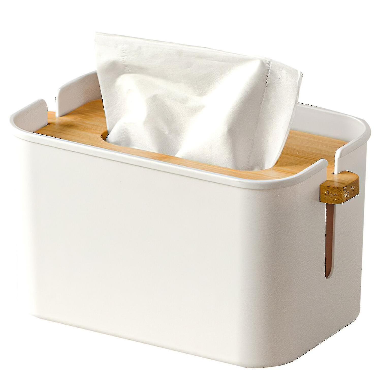 Rectangular Lifting Tissue Box With Wooden Cover Napkin Holder Hotel Tissue