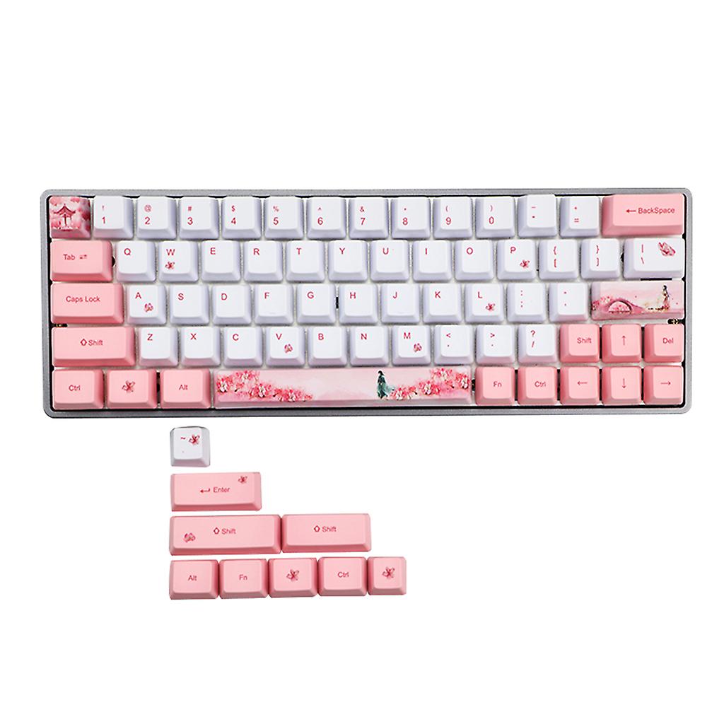 PBT Miami Dubbelfärgad Tangent Sakura Färg-Sublimering Tangentbord Söt Tangent