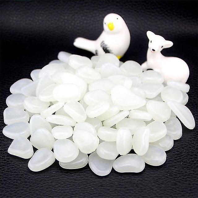 White 50pcs Glow In The Dark Garden Pebbles Glow Rocks For Walkways Garden