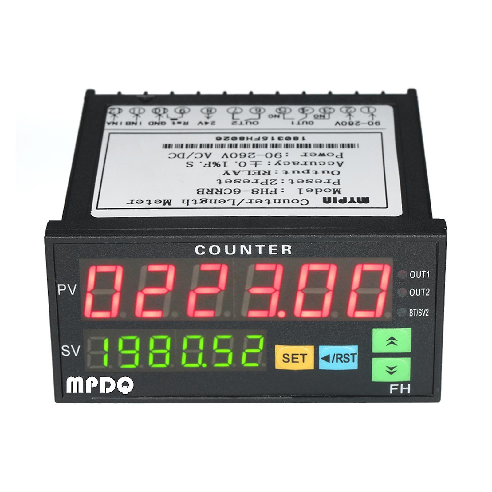 Multi-functional Dual Light-emitting Diode Display Digital Counter 90~265V AC/DC Length Meter with