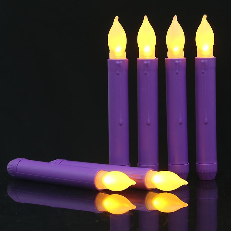 12pcs LED Candle Lights, Spec:Flashing Ylow Light-Purple