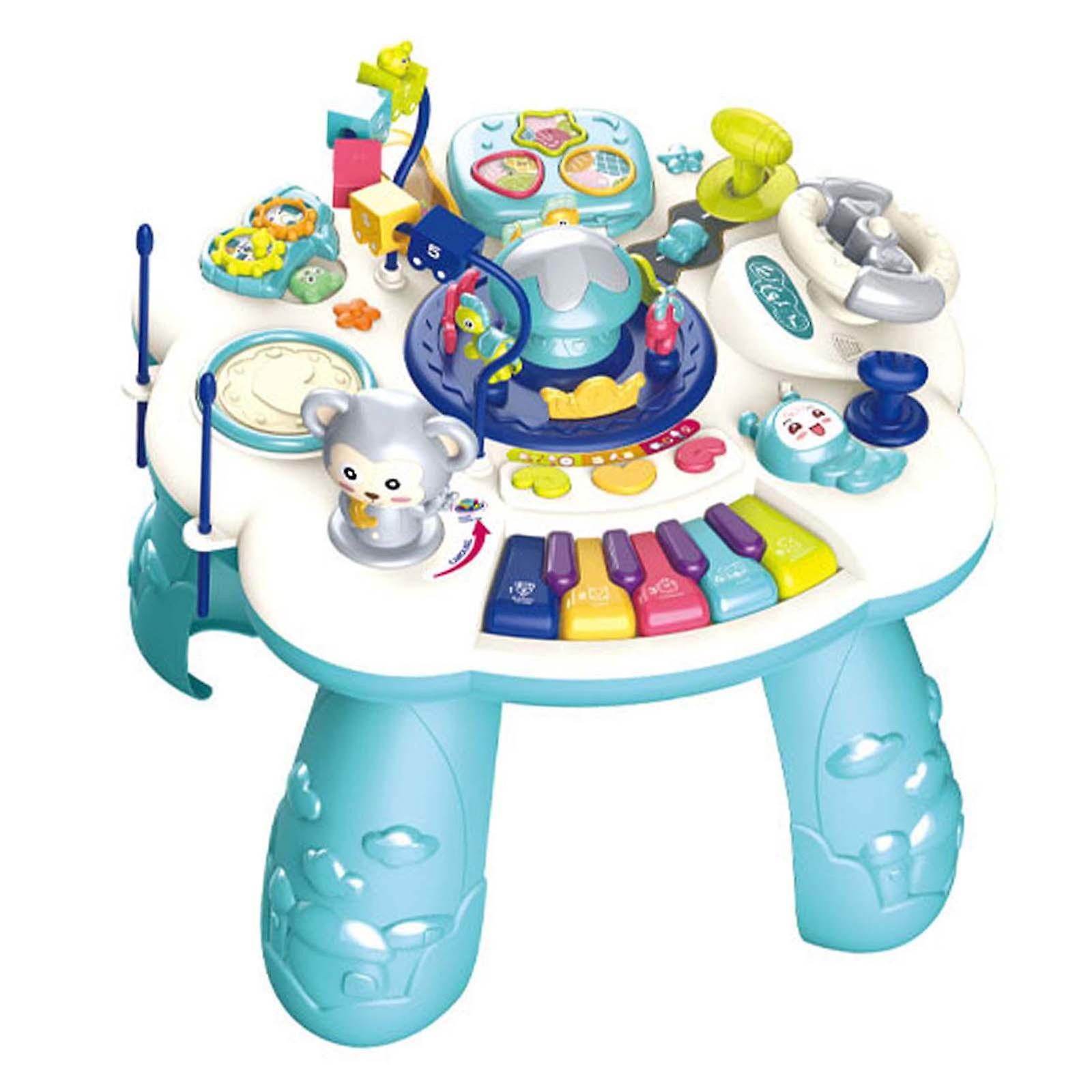 Musical Learning Activity Table Durable with Light for Toddlers Children L Blue