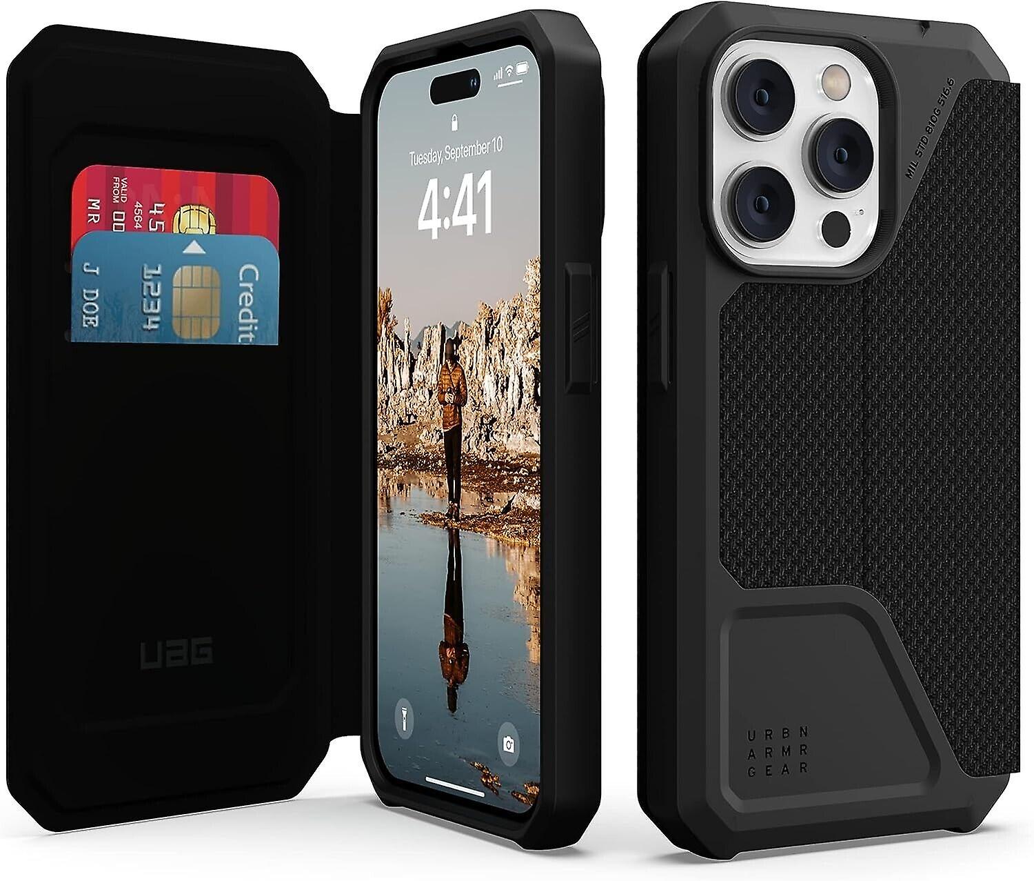 Uag Metropolis Tough Folio Case For Apple Iphone 14 Pro Made With Kevlar - Black