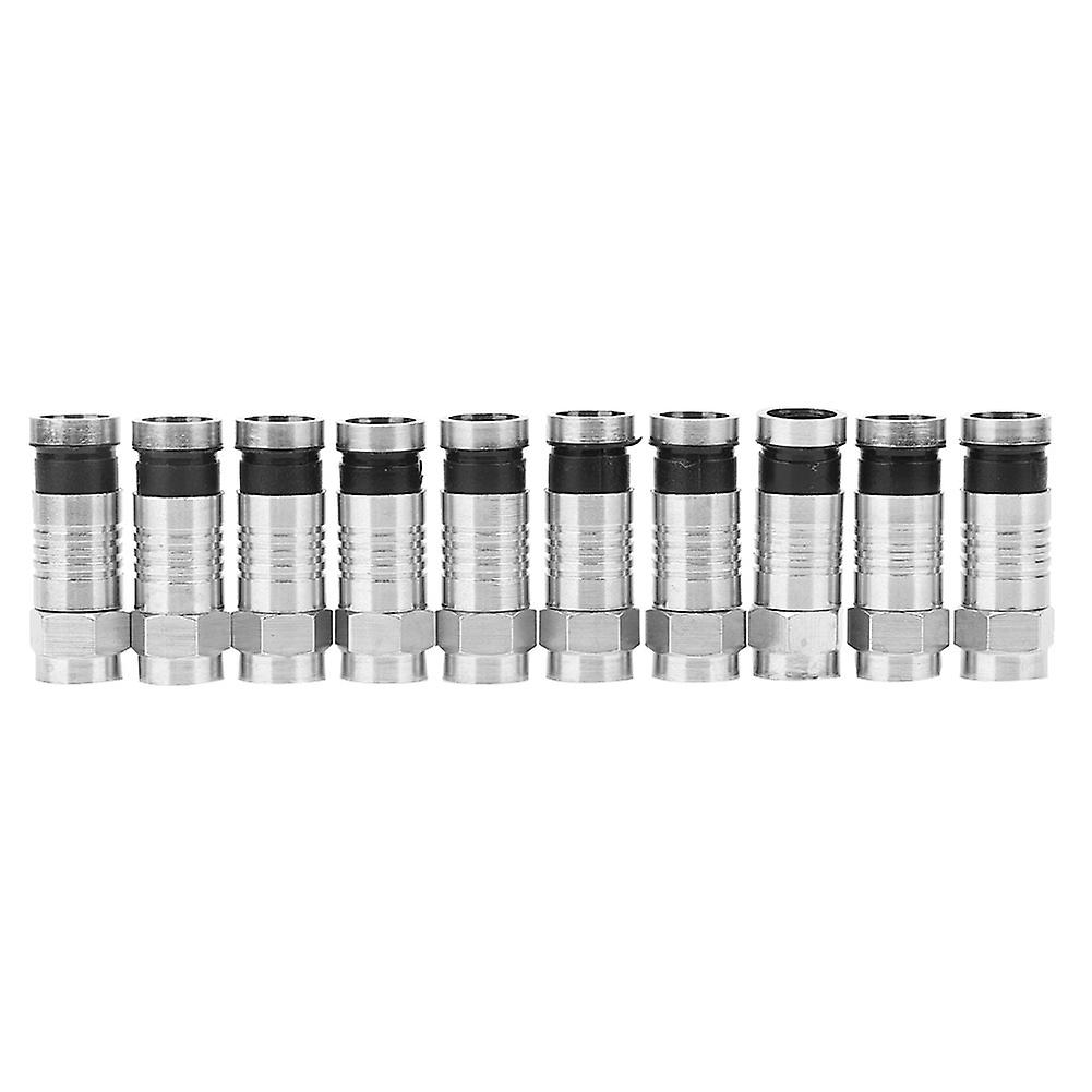 10 Pcs RG6 Squeezed Type F Connector F Cable Antenna Video Satellite Adaptor (F-007)