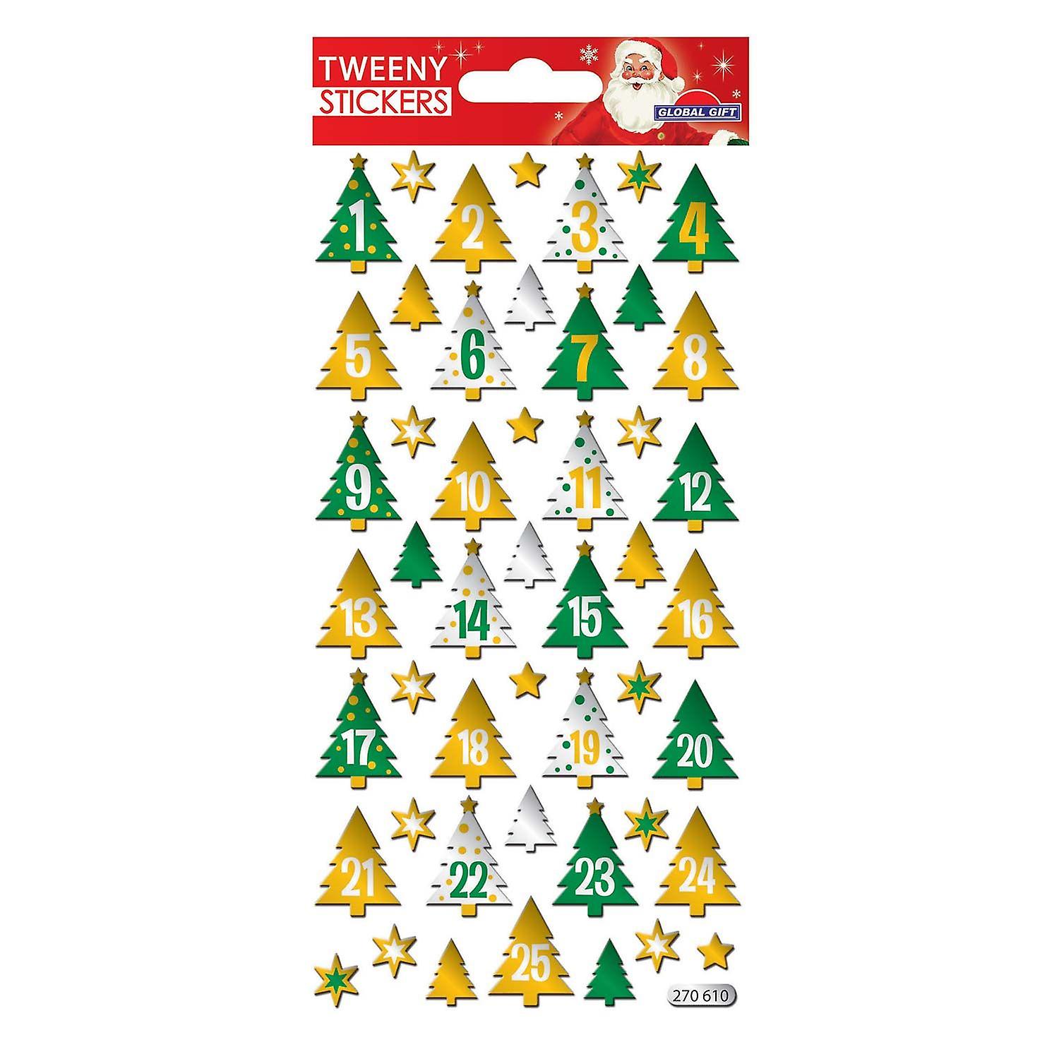 3D foam stickers for Advent calendar - Fir trees with numbers
