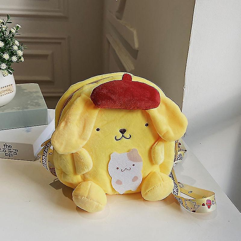 Cartoon Messenger Bag Soft Plush Large Capacity Yellow 108g