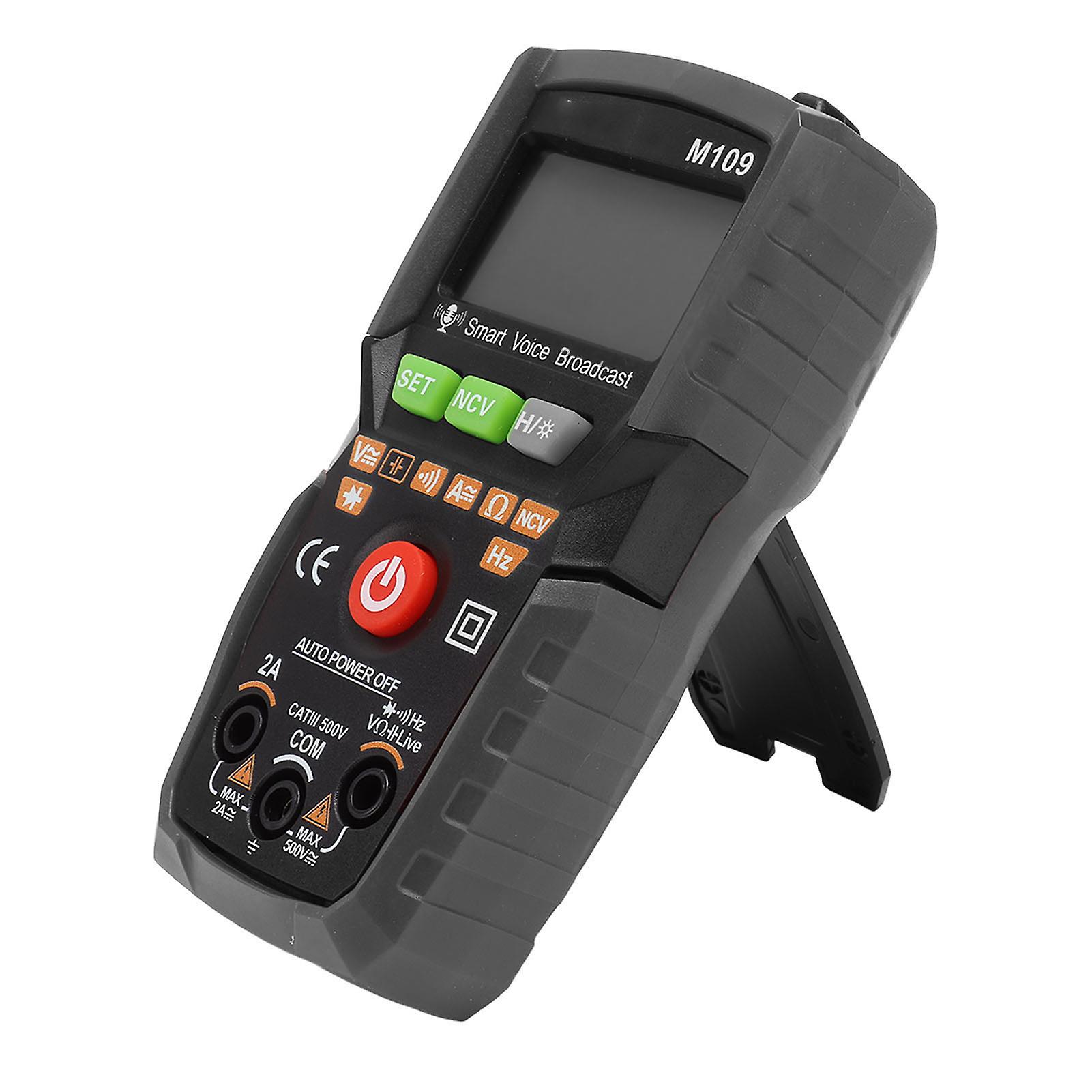 Digital Multimeter English Voice Broadcast Flashlight Backlit Screen Automatic Portable NCV DC AC Voltmeter Ammeter Black 