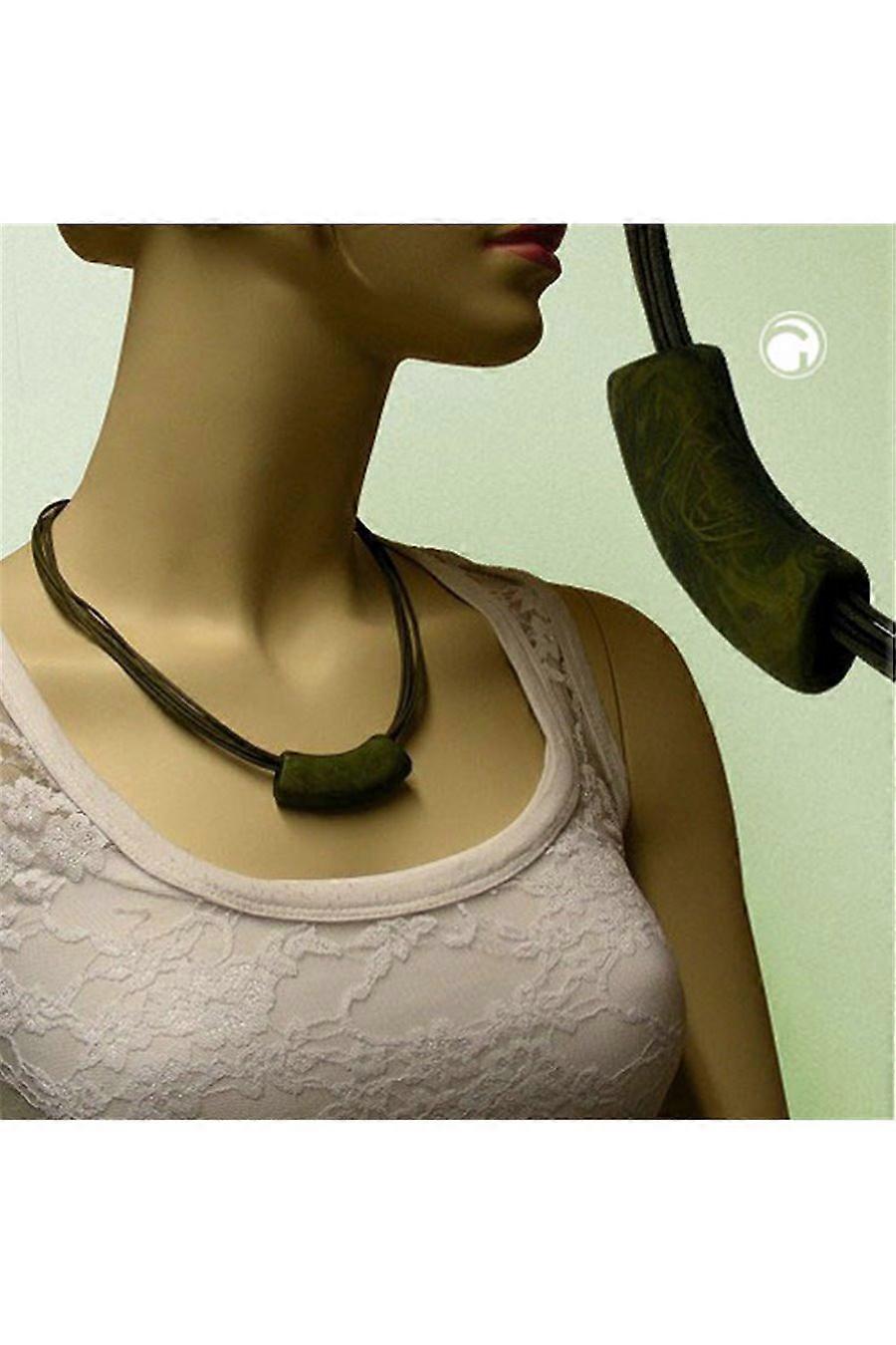 Necklace Tube Flat Curved Dark-green - Gl03439