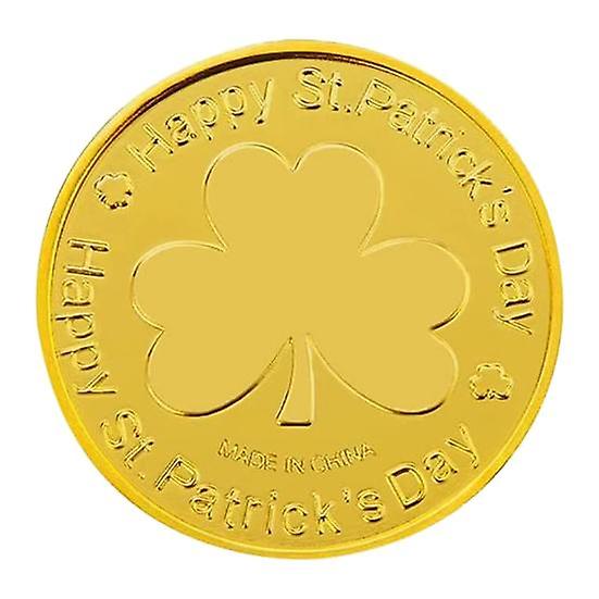 100 Pcs Clover Golden Coin Shamrock Rilievo Clear Pattern Colorfast Reusable Plastic Green And Golden Coins St. Patricks Day Party Supplies