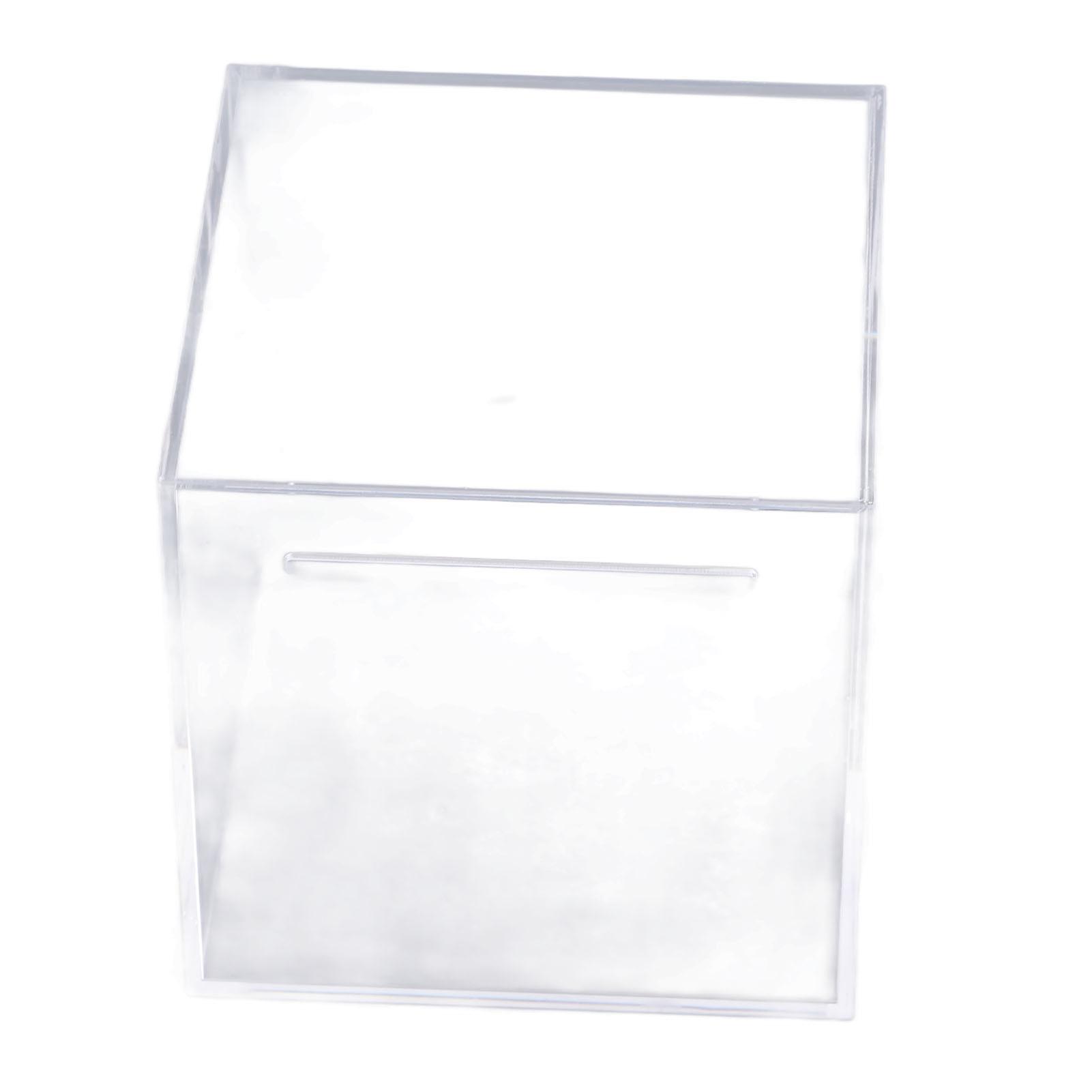 12cm Piggy Money Bank Acrylic Clear Dustproof Cube Money Boxes Storage Money Saving Box