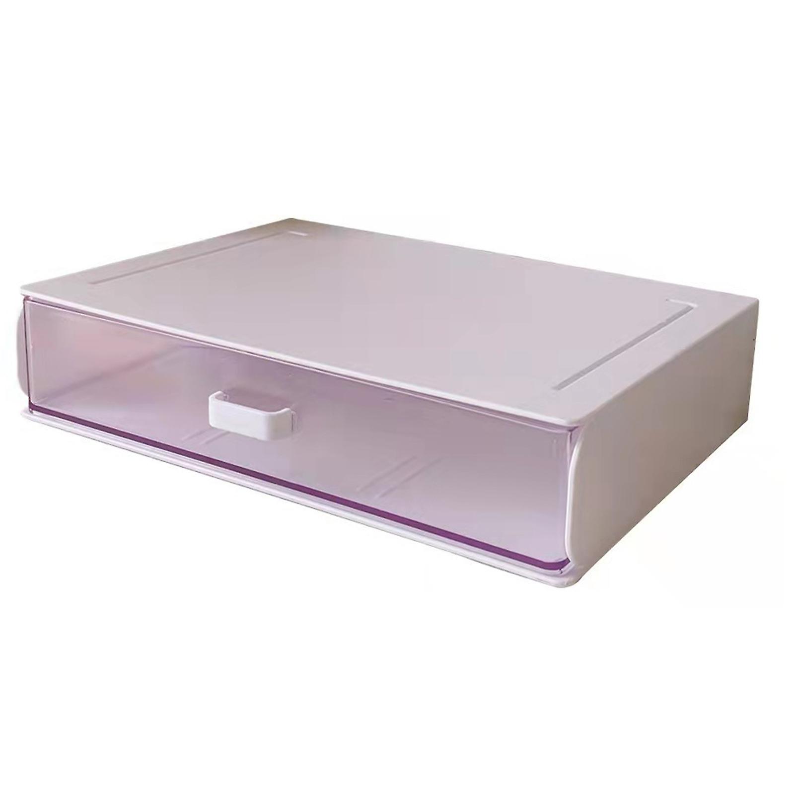 Stackable Clear Plastic Desk Organizer with Drawer for Dorm & Office, Space Saving