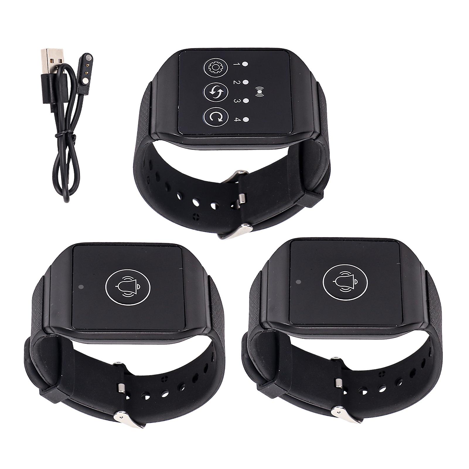 Wireless Wrist Pager Multipurpose IPX7 Waterproof 433.92MHz Watch Pager for Restaurant Paging System 2 for 1 