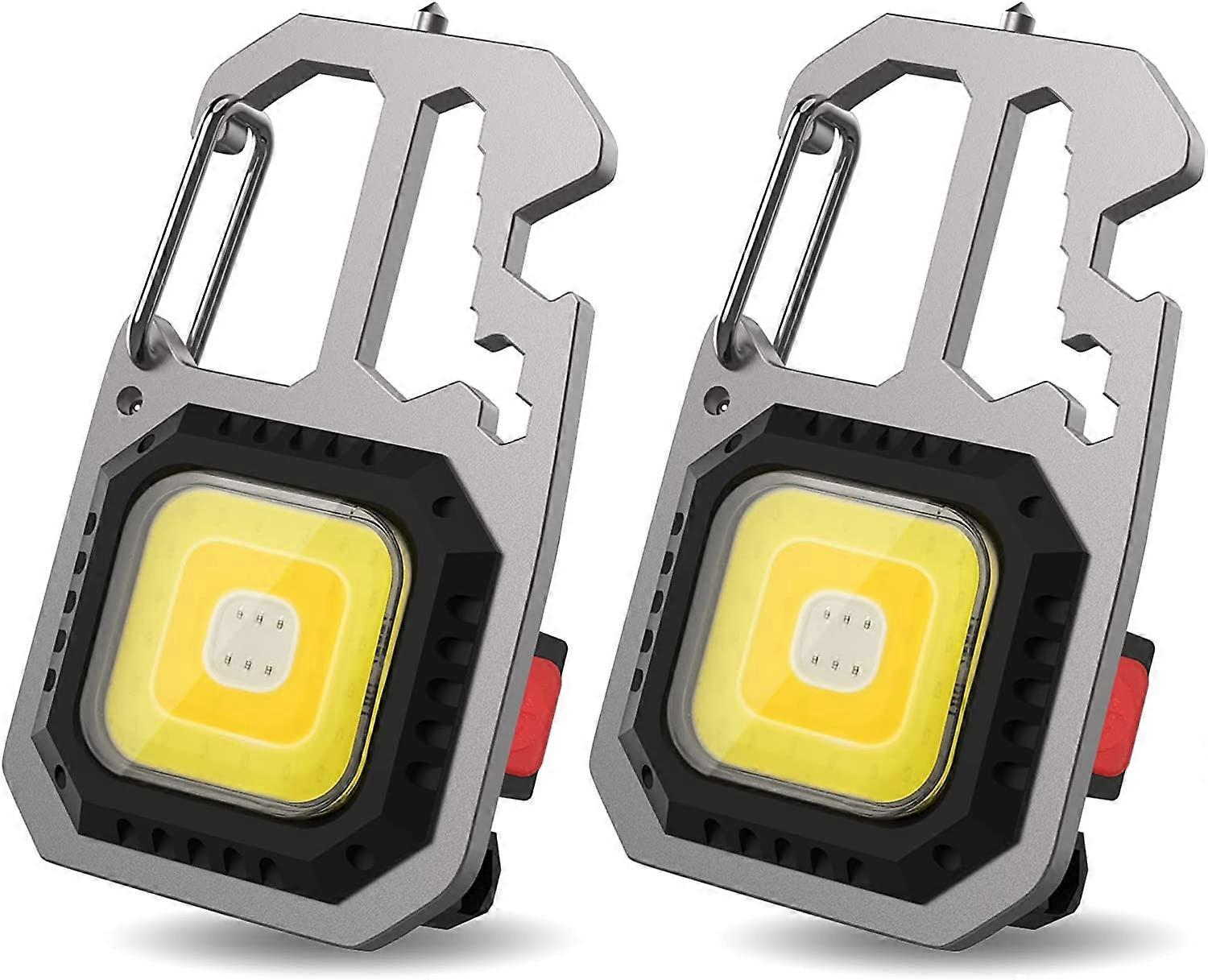 2 PCS Mini Portable Work Light 7 Modes Keychain Flashlight Waterproof Rechargeable Inspection Lights